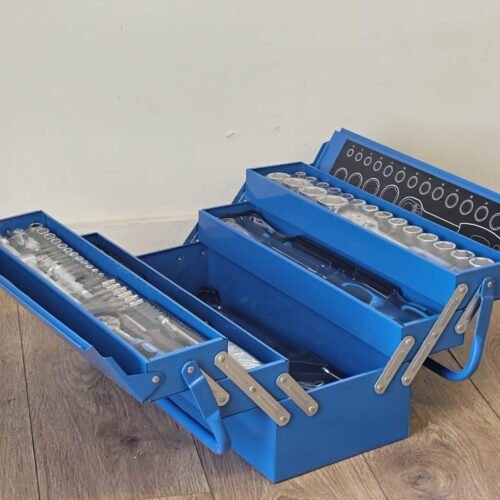 85PC Cantilever Tool Metal Box With Tools – 1/4″ &1/2″ Drives