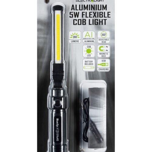 Electralight Aluminium 5W Flexible 360Â° Adjustable Head COB Light (280 Lumens) – Battery Included