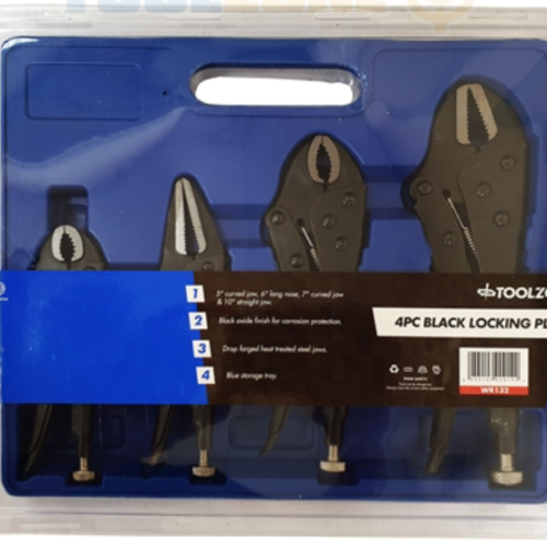4Pc Black Lock Pliers