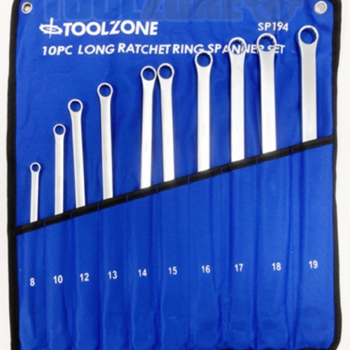 10Pc Long Ratchet Spanner Set In Pouch