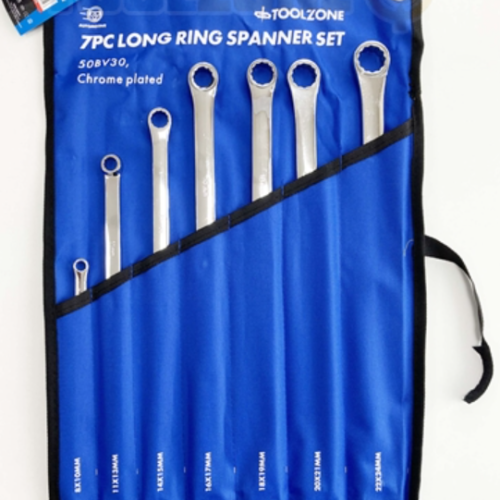 7pc Long Ring Spanner Set 8-24mm
