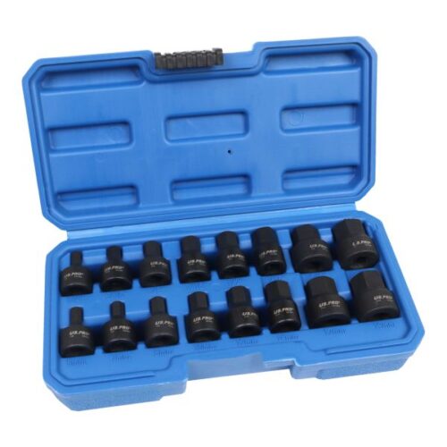 16PC 3/8″ DR STUBBY IMPACT SAE/METRIC HEX BIT SOCKETS