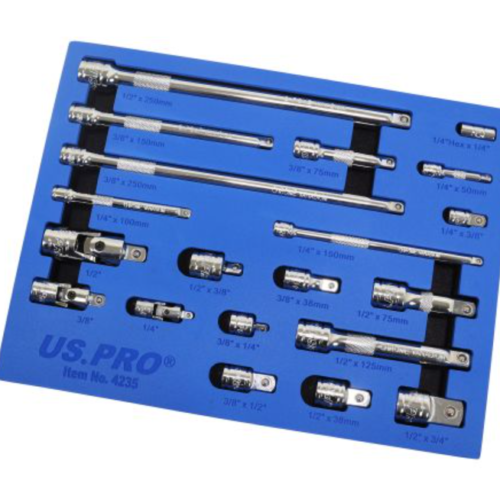 20Pc Extension Bar & Adapter Set – 1/4″ 3/8″ 1/2″ Drives