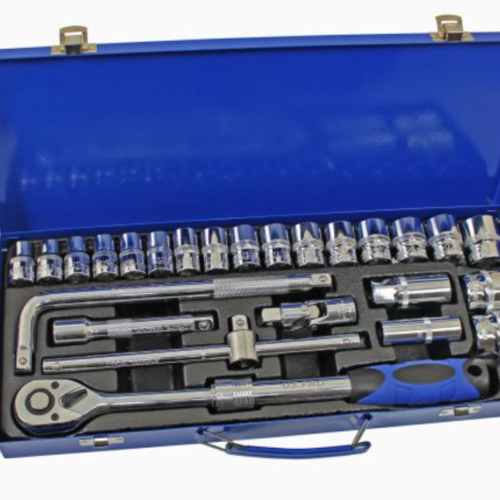 25Pc 1/2” Dr Socket Set – Extendable Ratchet