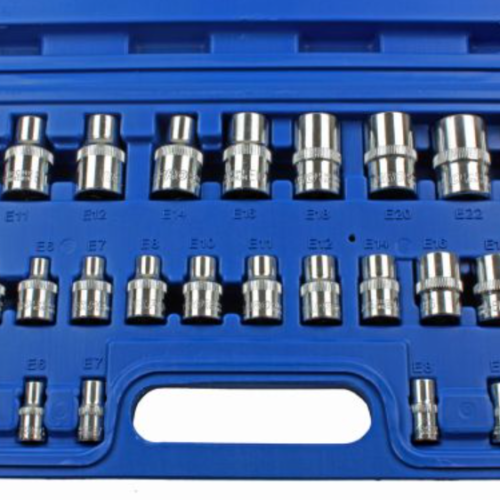 28Pc 1/4″ & 3/8″ & 1/2″ Dr E Star Sockets