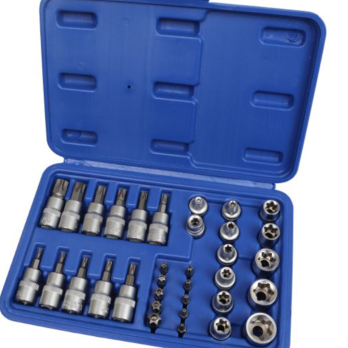 34Pc 3/8″ Dr Torx Bit Sockets & E Socket Set