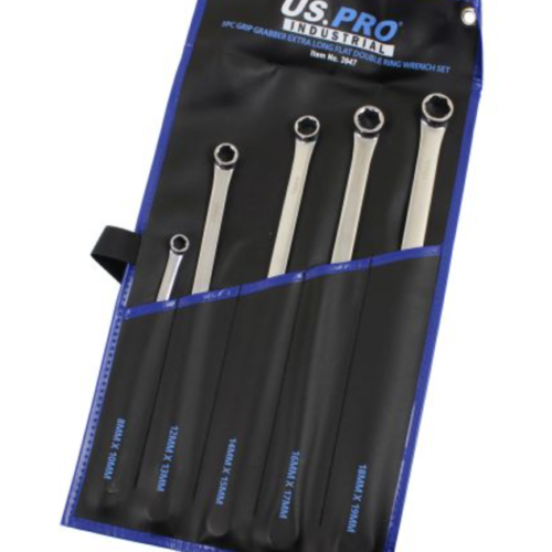 5Pc Grip Grabber Extra Long Flat Double Ring Wrench Set