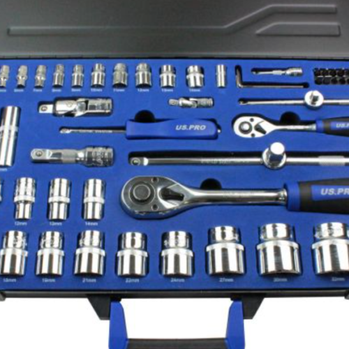 64Pc 1/4″ & 1/2″ Dr Metric Super Lock Socket Set