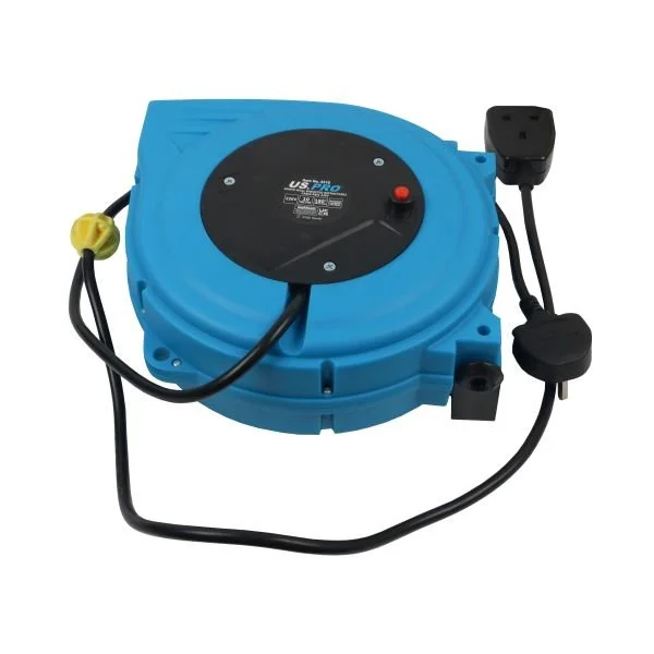 US PRO 10 Meter Wall Mounted Retractable Cable Reel 230V 3200W