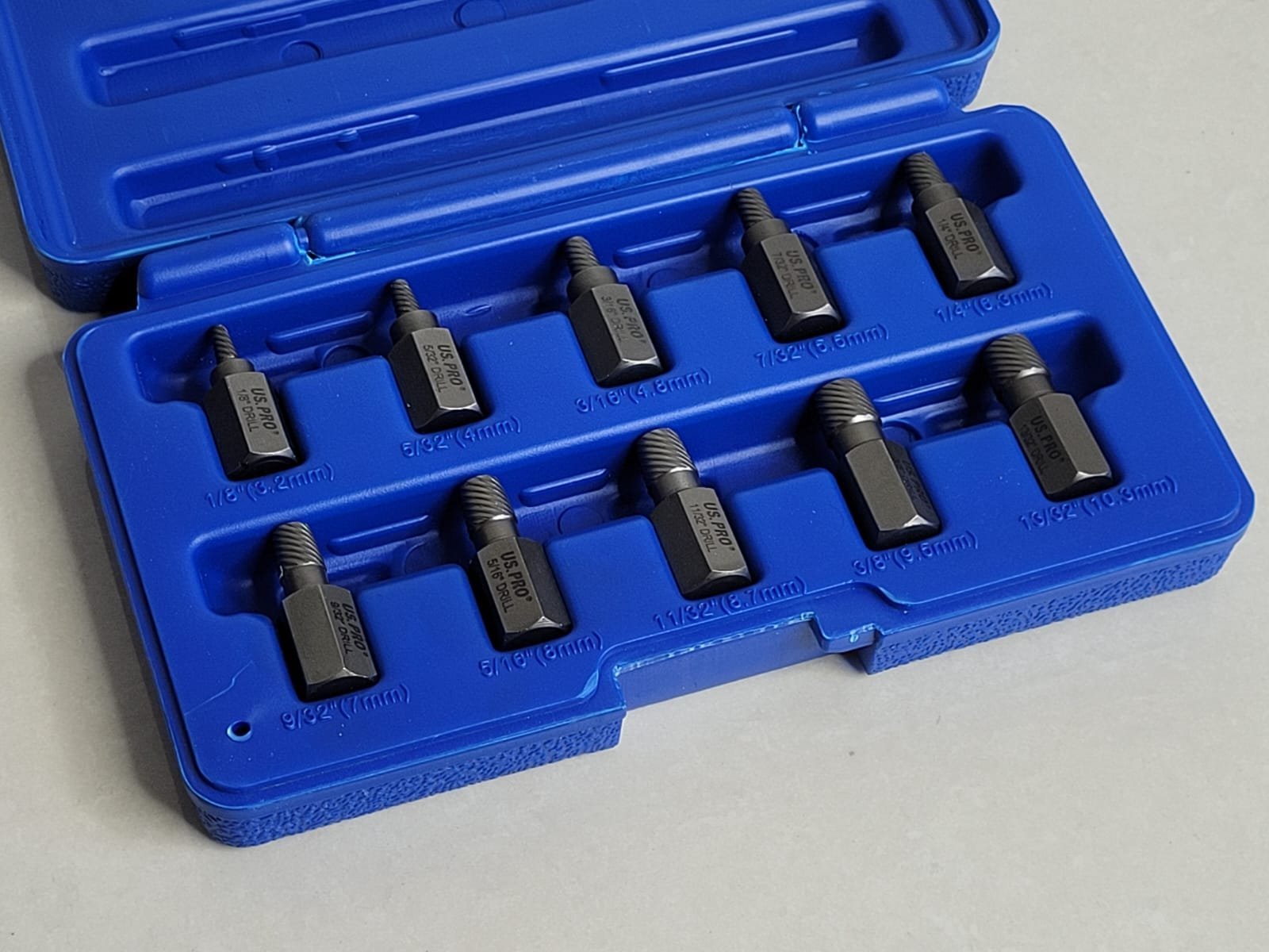 US PRO 10 Piece 6 Point 13mm Hex Head Multi Spline Screw Extractor Set
