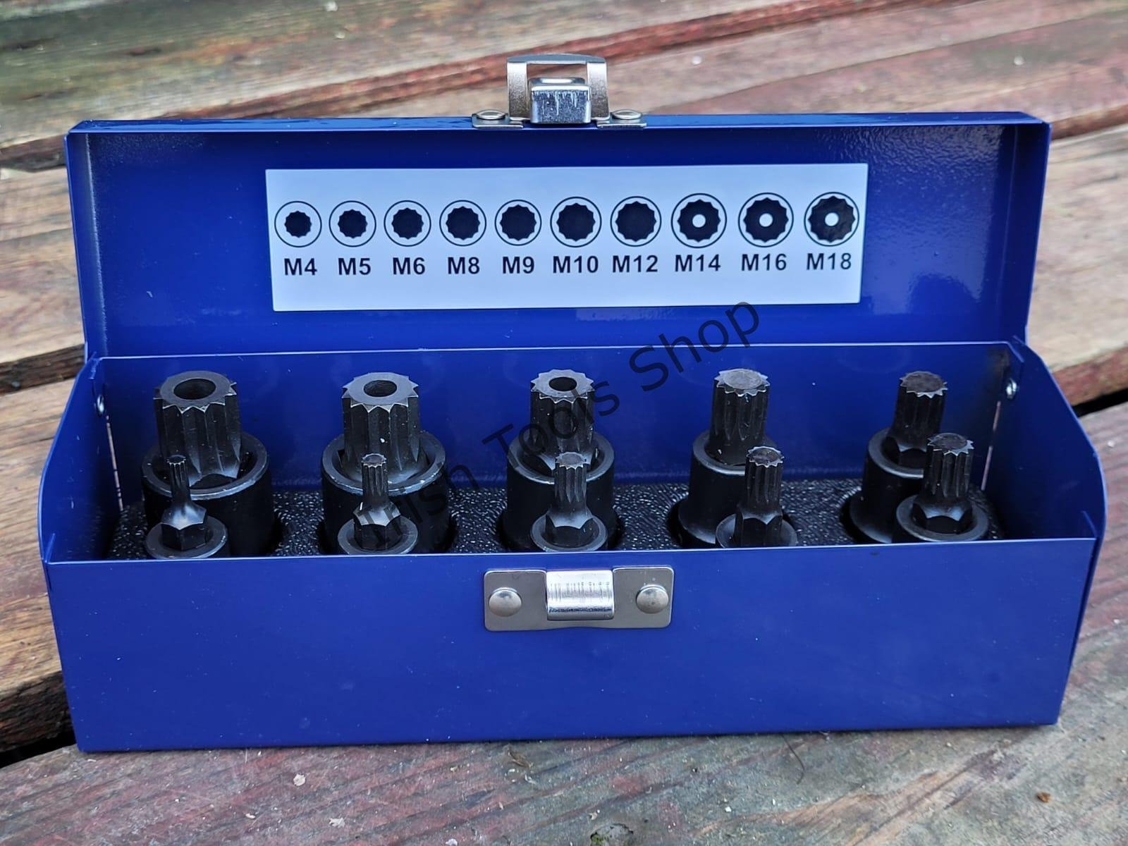 10PCS 1/2" Dr. Impact Spline Bit Socket Set