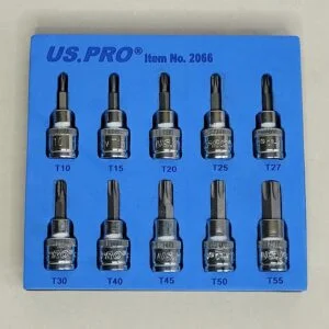 US PRO 10 Piece 3/8" Drive 48mm Long Star Bit Sockets | T10 - T55