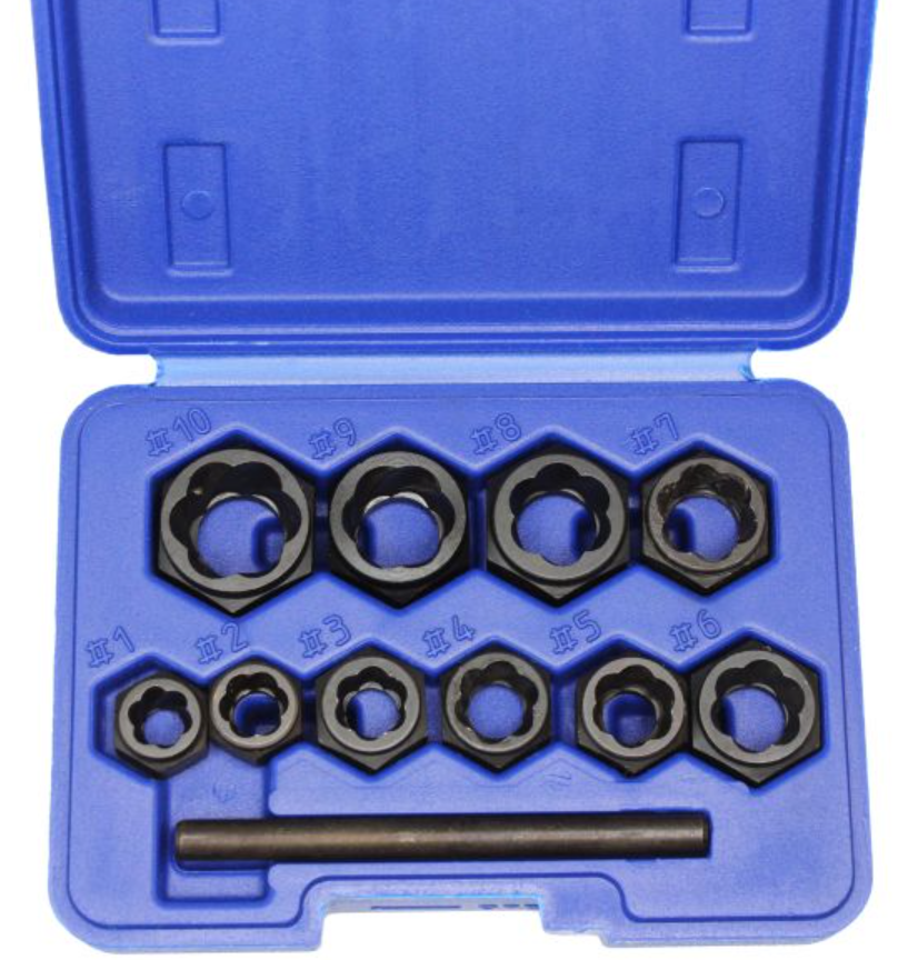 US PRO 11 Piece Impact Nut Style Hexagonal Bolt or Screw Extractor Set | 9mm - 19mm