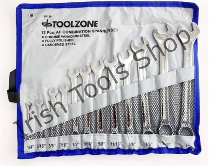 12 Piece Chrome Vanadium Combination Spanner 1/4" - 1"