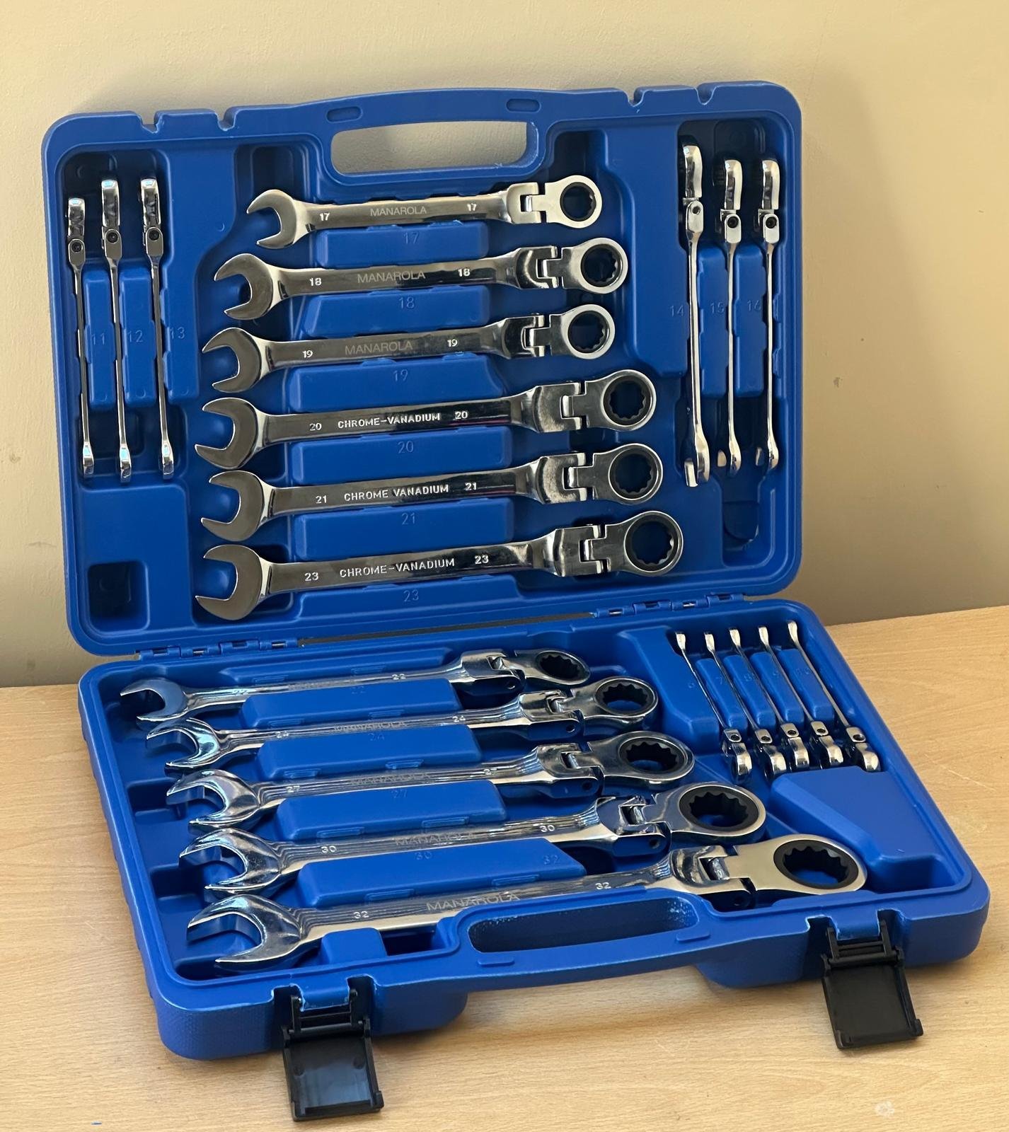 22 Piece 72 Teeth Flexible Ratchet Wrench Spanner Set 6 - 32mm