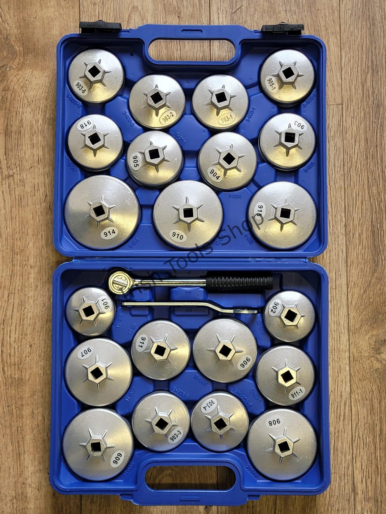 23PC ALUMINUM OIL FILTER CAP WRENCH SOCKET REMOVAL TOOL SET