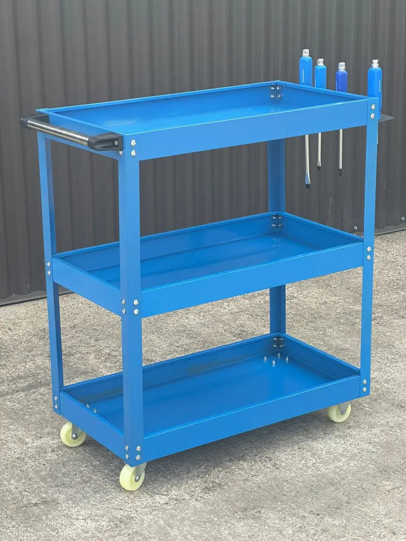 3 Tier Tool Trolley Service Cart With Solid Rubber Caster Wheels