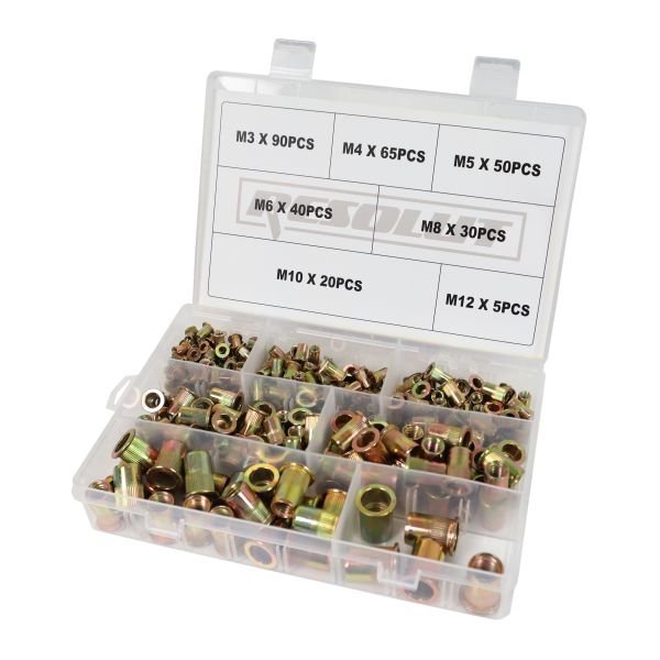 US PRO 300 Piece Assorted Blind Threaded Steel Rivet Nuts M3 - M12