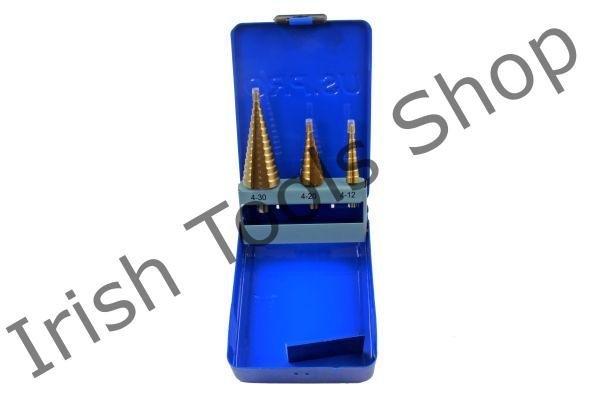 3PCS HSS STEP DRILL TITANIUM COATED
