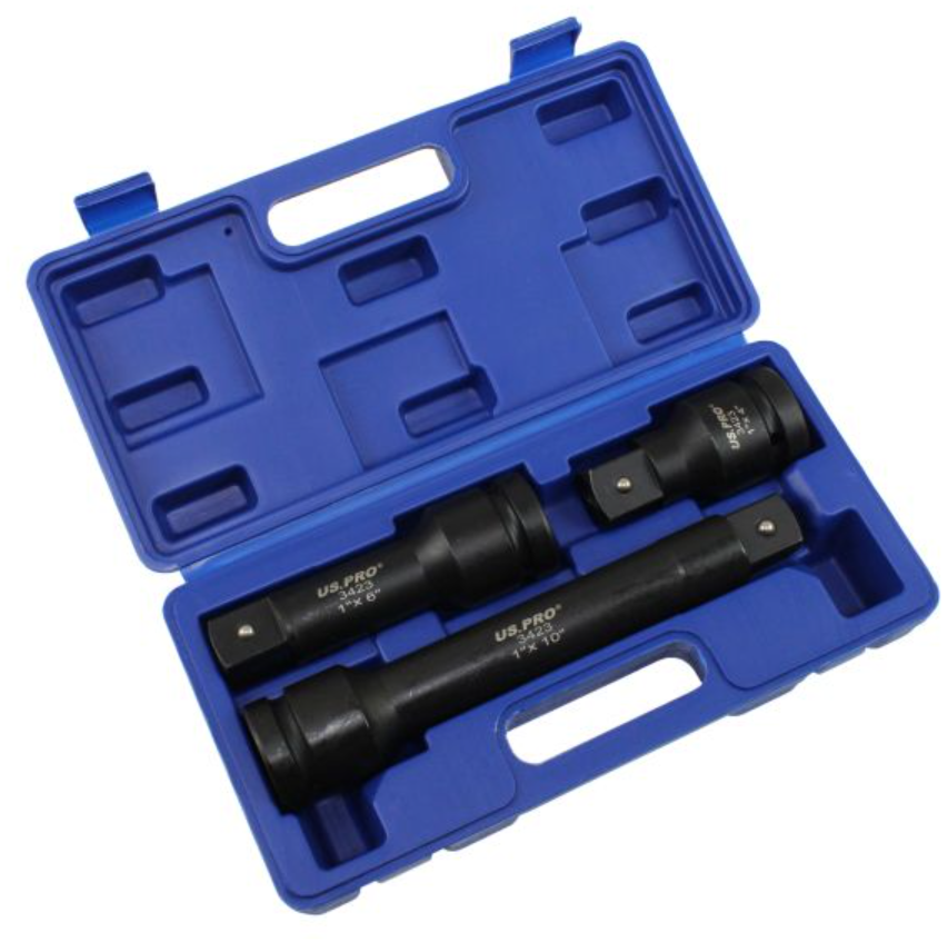 US PRO 3 Piece 1" Drive Impact Extension Bar Set For Impact Wrench | 100mm, 150mm & 250mm