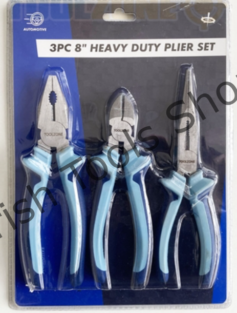 3Pc 8" Heavy Duty Plier Set
