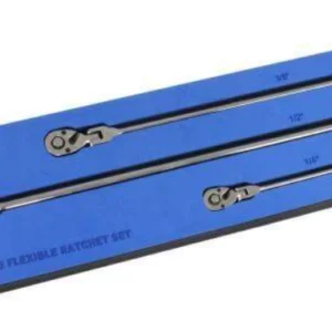 3pc Extra Long Flexible Ratchet Set 1/4", 3/8" & 1/2" Drive