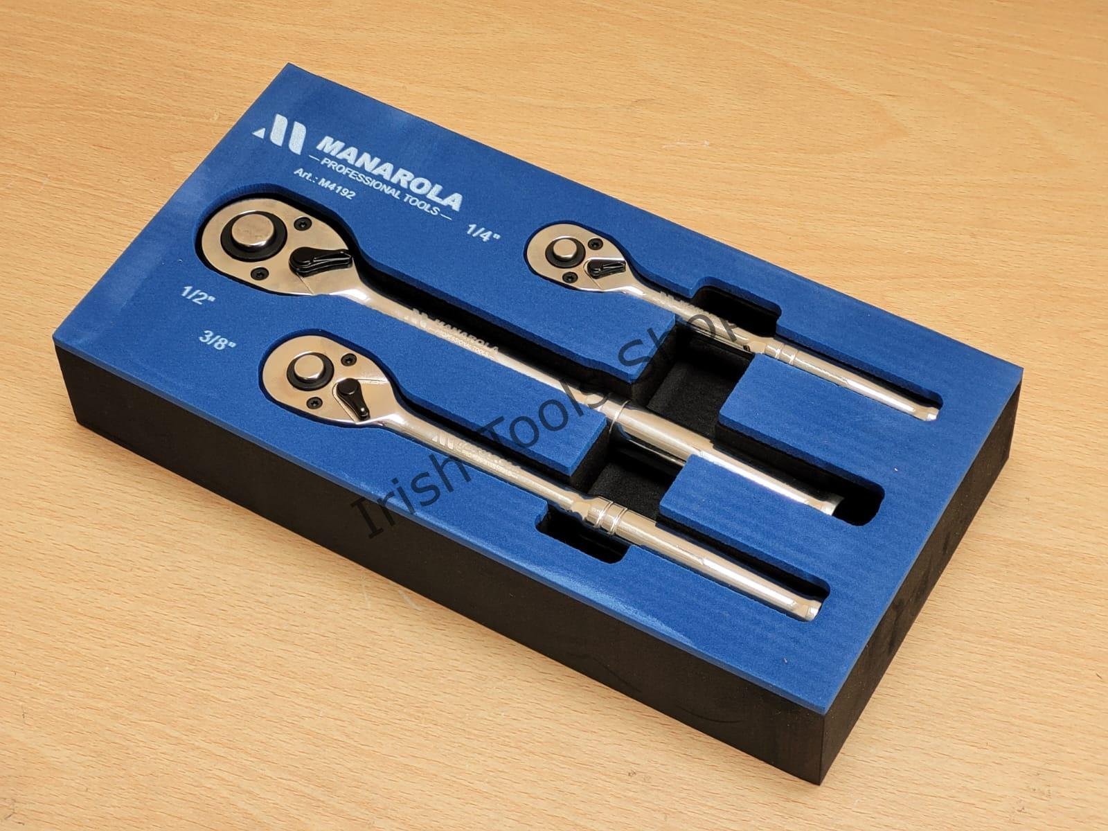 3pc Socket Ratchet Handle Set 1/4", 3/8", & 1/2" Drive