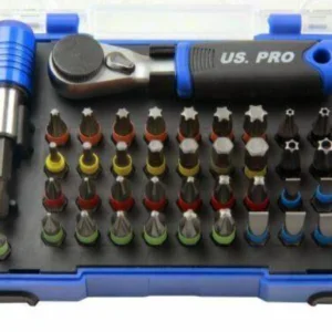 43 Piece Bit Set With Hex Bit Ratchet | Philips, Pozi, Slotted, Torx, Hex & Tamper Proof