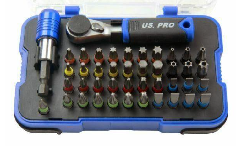 43 Piece Bit Set With Hex Bit Ratchet | Philips, Pozi, Slotted, Torx, Hex & Tamper Proof