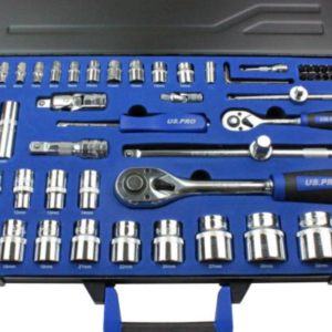 US PRO 64 Piece 1/4" & 1/2" Drive Metric Super Lock Socket Set