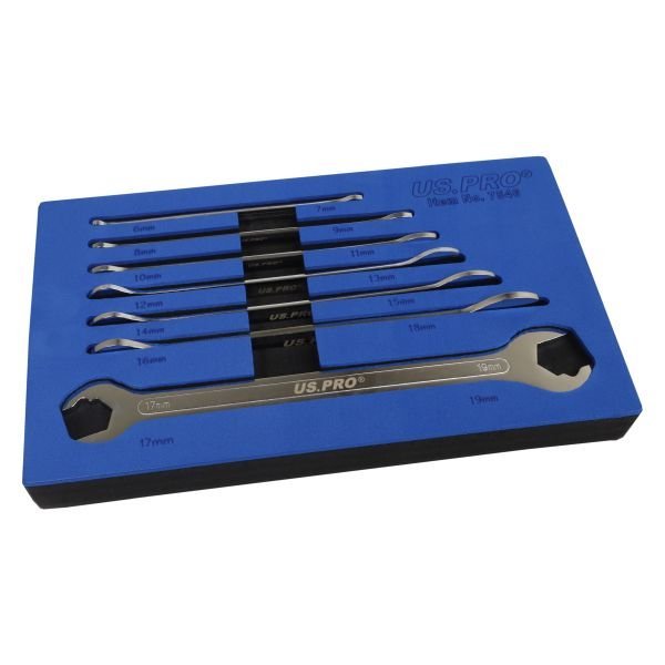 7 Piece Ultra Thin Double Open Ended Ratcheting Action O End Spanner Set 6-19MM