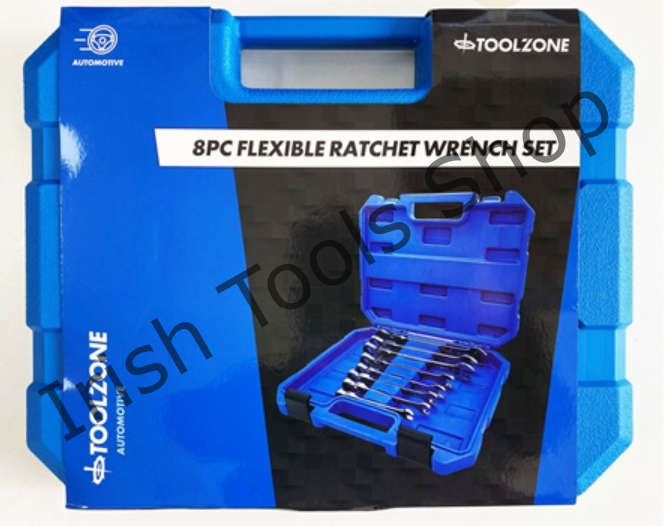 8 Piece Metric Flex Ratchet Combination Wrench / Spanner Set | 8mm - 19mm