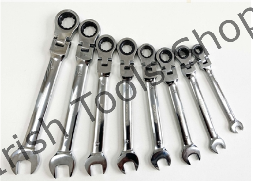 8 Piece Metric Flexible Ratchet Combination Wrench / Spanner Set | 8mm - 19mm