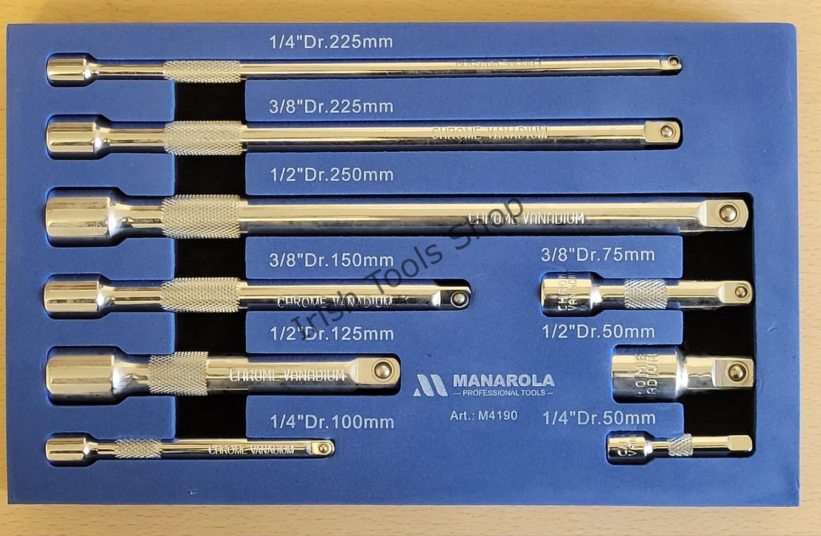 9 Piece 1/4" 3/8" 1/2" Drive Straight Socket Extension Bar Set