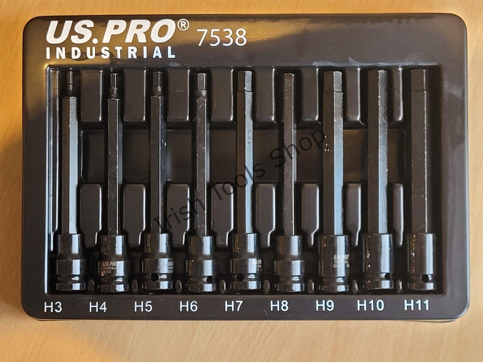 9 Piece 3/8" Drive 110mm Extra Long Impact Hex Bit Socket Set H3 - H11