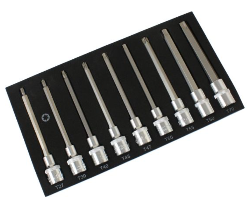 US PRO 9 Piece 1/2" Drive 140mm Long Torx Bit Sockets | T27 - T70