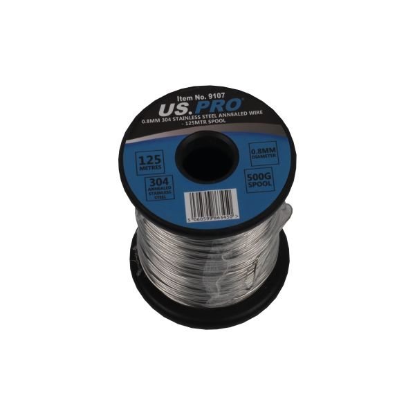 US PRO 0.8MM 304 Stainless Steel Annealed Wire | 125 Meters of Wire | 500g Spool Suits For Locking & Tying