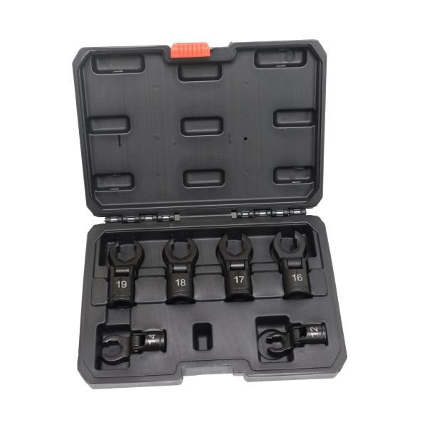 US PRO 6 Piece 3/8" Drive 6 Point Flexible Crows Foot Spanner / Wrench Set Black 12, 14, 16, 17, 18 & 19MM