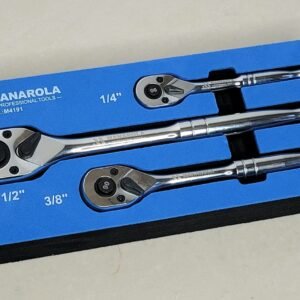 1/4", 3/8", & 1/2" Drive 90 Teeth Ratchet Handle Set | 1/4" -130mm, 3/8" -180mm & 1/2" -250mm