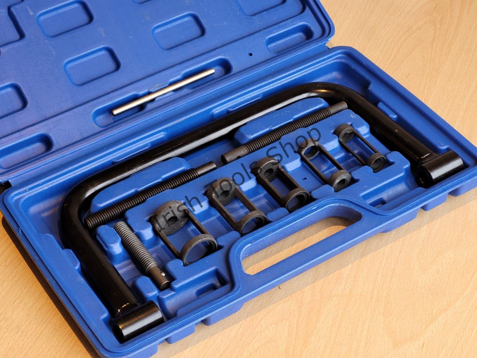 9Pc Valve Spring Compressor Set With Driving Adaptors, Pressure Screws & "C" Clamp