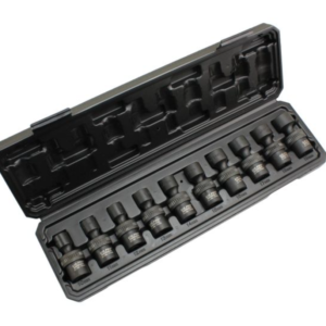 US PRO 10 Piece 3/8" Drive Metric Swivel Impact Shallow Sockets | 10mm - 19mm | Spring-loaded Ball & Pin Design