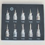 US PRO 10 Piece 3/8" Drive 48mm(Length) Tamper Proof Star Bit Sockets | T10 - T55