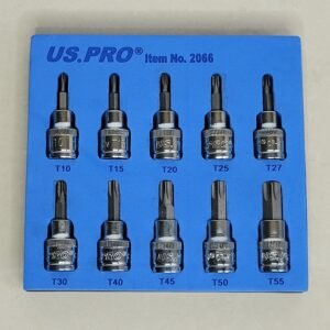 US PRO 10 Piece 3/8" Drive 48mm Long Star Bit Sockets | T10 - T55