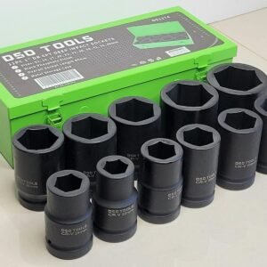 11 Piece 1" Drive 6 Point Deep Impact Socket Set | Length 80mm | 22, 24, 27, 30, 32, 33, 36, 38, 41, 46, 50mm
