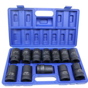 US PRO 12 Piece 1" Drive 6 Point 80mm Long Metric Deep Impact Sockets | 24mm - 41mm