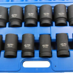 US PRO 12 Piece 3/4" Drive 6 Point 80mm Length Metric Deep Impact Socket Set | 24mm - 41mm