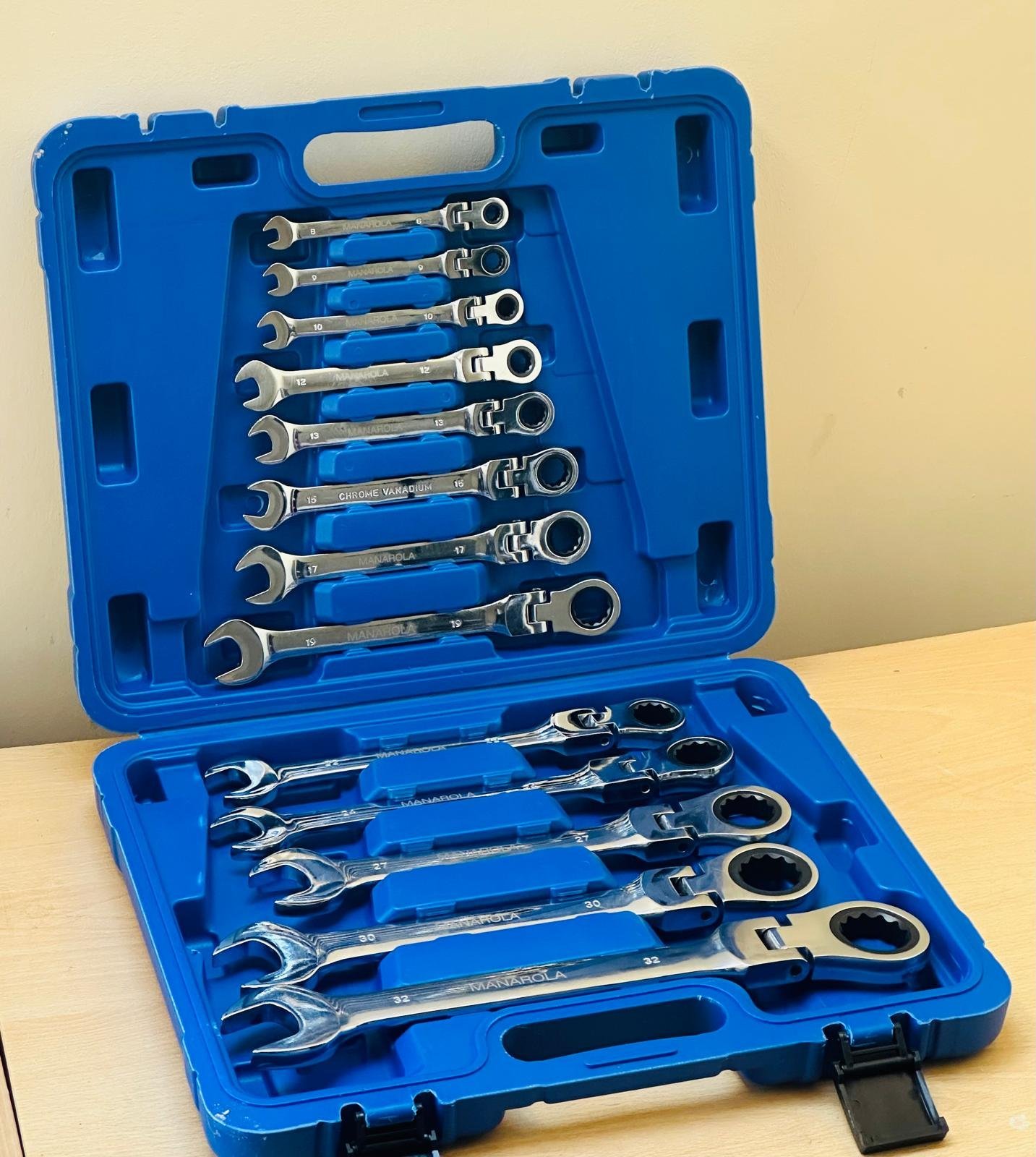13 Piece 72 Teeth Flexible Ratchet Wrench Spanner Set 8 - 32mm