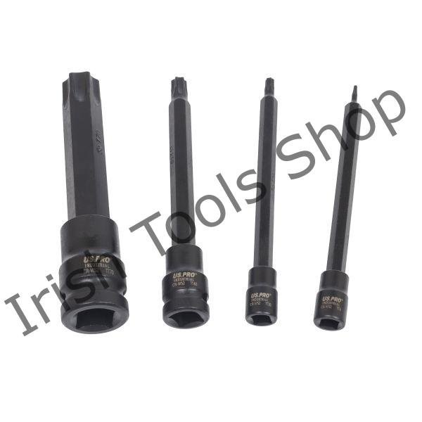 15 Piece 1/4" 3/8" 1/2" Drive 110mm Extra Long Impact Tamper Star Bit Socket Set T6 - T70