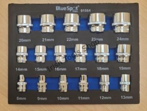 17 Piece 3/8" Metric 12 Point Shallow Socket Set (8-24MM) (EVA FOAM)