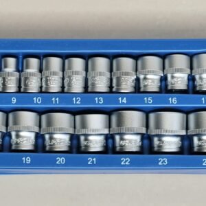 US PRO 17 Piece 3/8" Drive 6 Point Shallow Sockets 8-24mm - Satin Finish